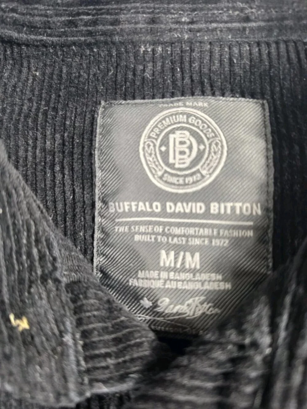 Buffalo David Bitton Jeremias Corduroy Button Shacket Black Men's Size M NWOT